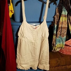 Dolled Up White Lacey Adj Strap Top Large